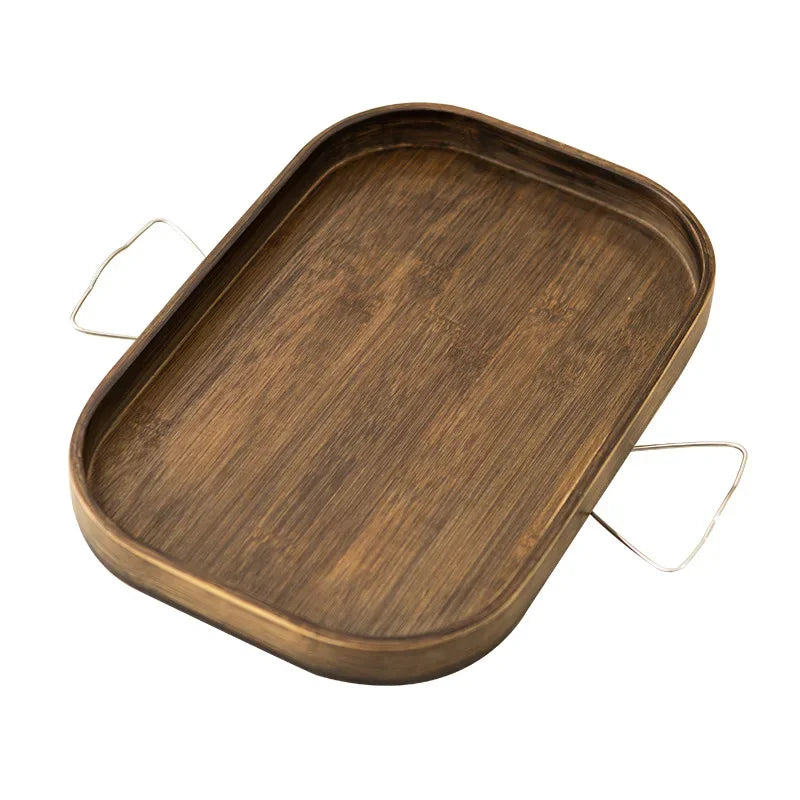 Bamboo Dried Fruit Plate Tray, Simple Mobile Small Tea Table, Modern Coffee Corner Table