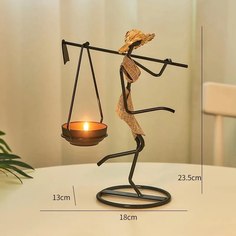 Rustic Wedding Table Centerpiece Decor Living Room Human Figurines Candlestick Gifts Candle Holders Home Decoration Accessories