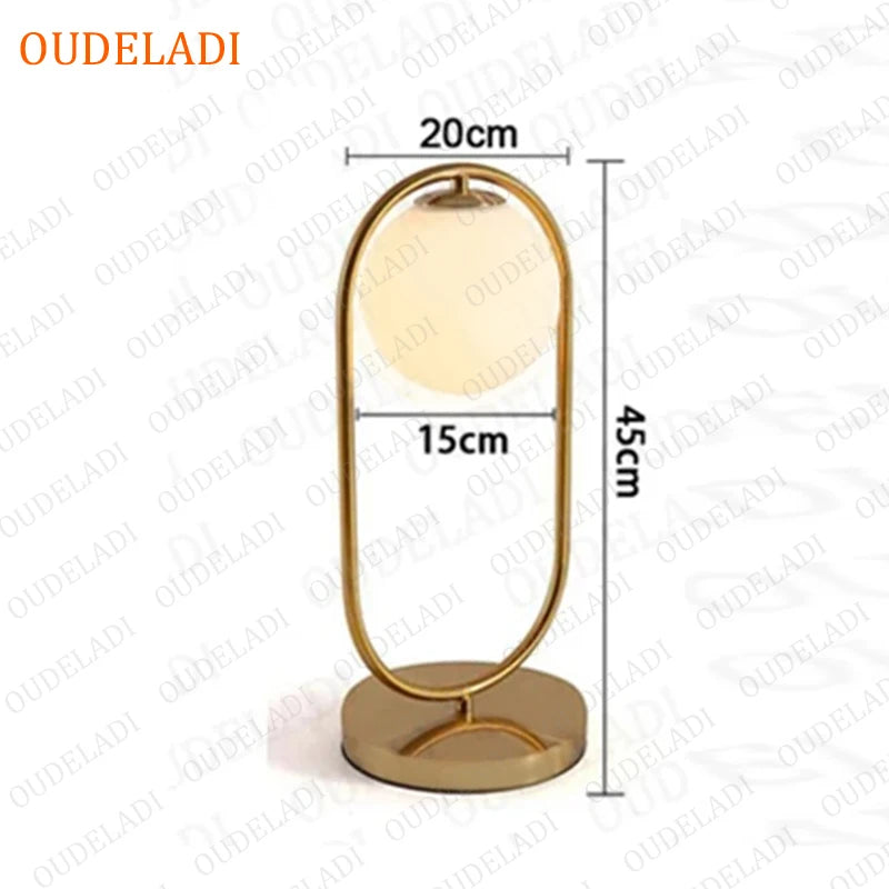 OUDELADI  Frosted Glass ball Table Lamp Gold Silver Brass Black Desk lamp Home Decor Study Bedroom Lighting fixtures