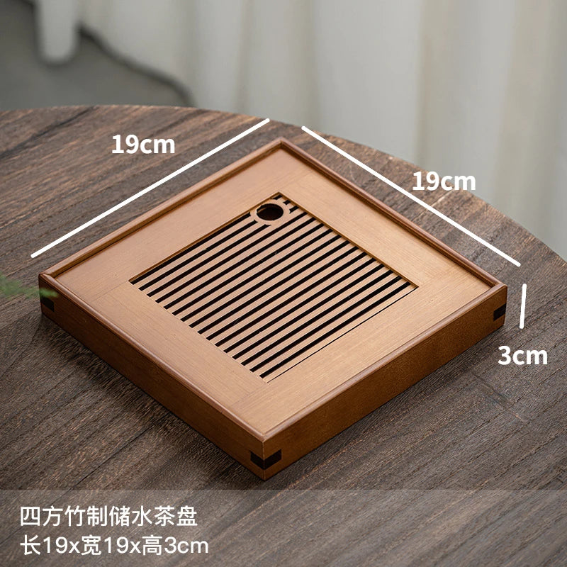Modern Bamboo Tea Tray, Household Drain Tea Tray, Detachable Office Light Luxury Small Tea Tray, Dry Brewing Table