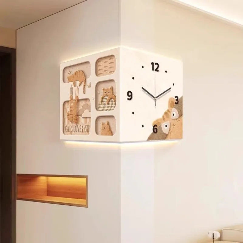 Silent Corner Wall Clock Modern Wall Watch Large Interior Watches Luxury Living Room Decor Elegant Home Decoration Home Decor