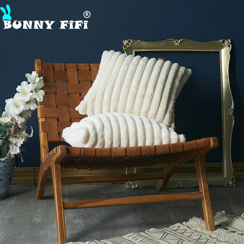 Double Sided Wide Edge Thick Soft Plush Cushion Covers Vintage Solid Color Pillowcase  Decorative pillows for sofa
