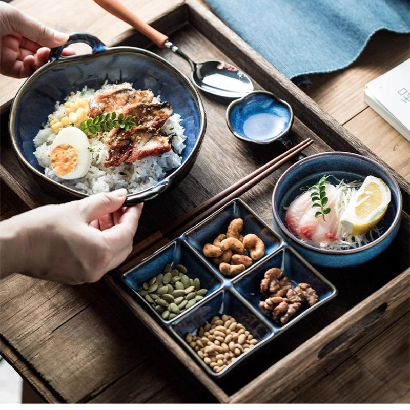Elegant One-Person Dining Set, Japanese-Inspired Ritual Plate, Perfect Breakfast Tray for Airbnb or Stylish Mornings