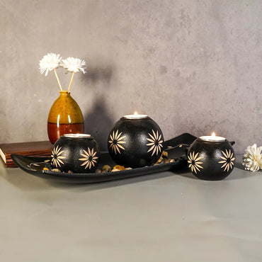 1PC wooden candlestick holder, hand-carved candlestick holder handicraft decoration, retro living room decoration table candlest