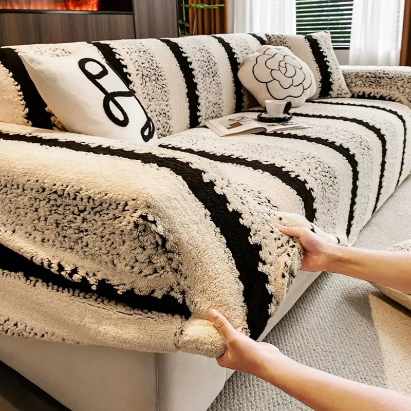 Stretchable velvet sofa cover, furniture protection, non-slip, universal, 1 2 3 4 seats.