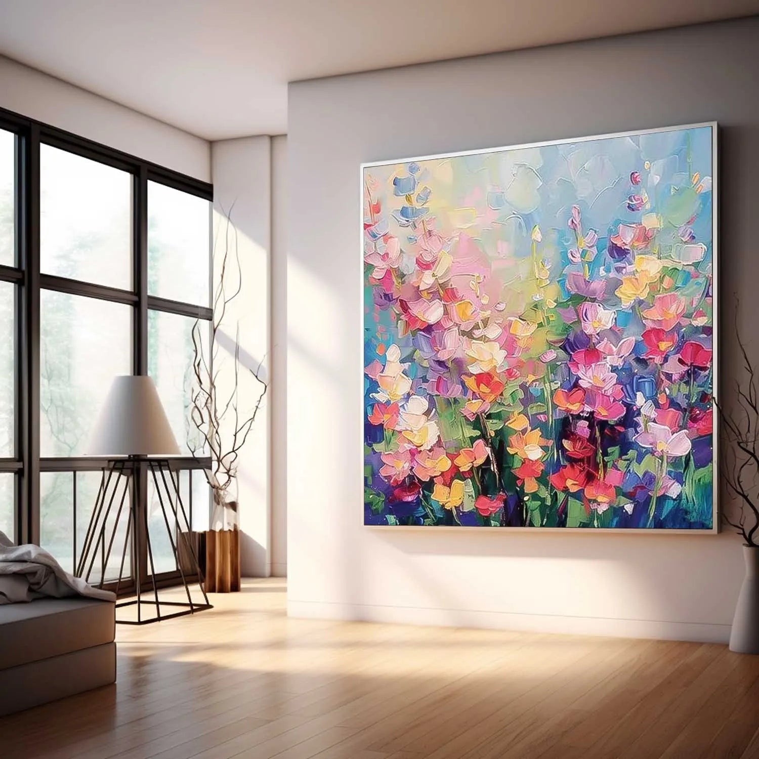 Thick Texture Flower Pic Hand Painted Modern Abstract Oil Painting On Canvas Wall Art  For Living Room Home Decoration No Frame