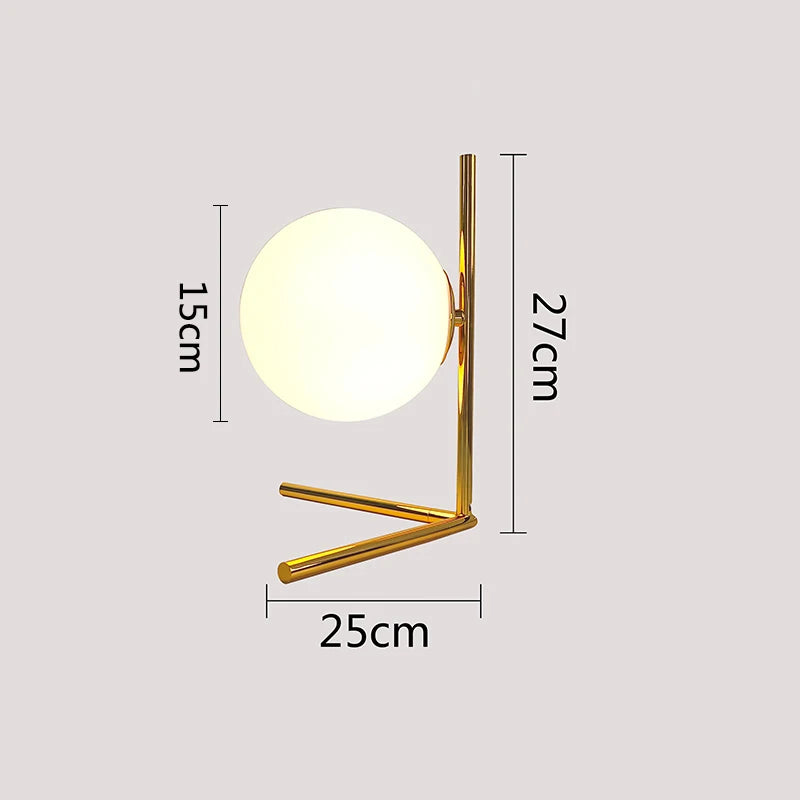 Nordic Brass Ring Glass Ball Table Lamp Modern Led Living Room Bedroom Hotel Home Decor Desk Lamp Eye Protection lamp