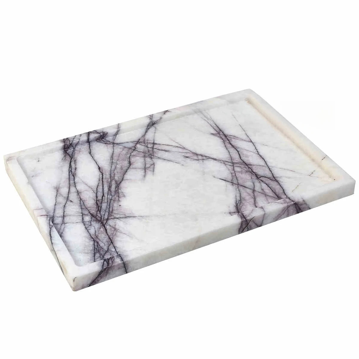 30x20x1.8CM Luxury Calacatta Viola Arabescato Natural Marble Stone Catchall Tray Carving Rectangular Storage Dish Home Decor