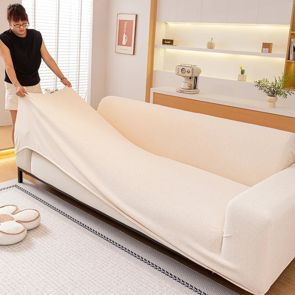 1pcs Simple Solid Chenille Sofa Cushion 4 Season Universal Integrated Elastic Non Slip All Inclusive Couch Cover Mat