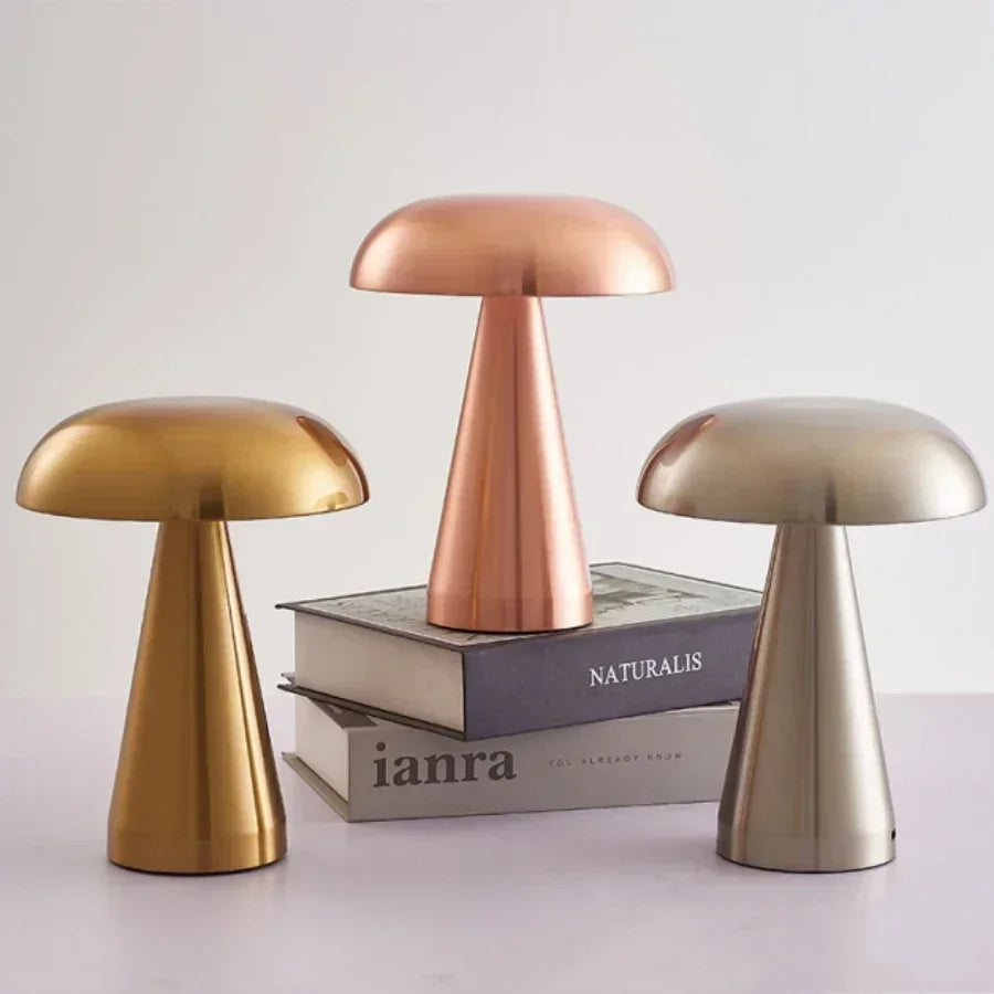 Retro Mushroom LED Table Lamp Touch Sensor Bedside Lamp Rechargeable Reading Lights For Bedroom Restaurant Bar Decor Lighting