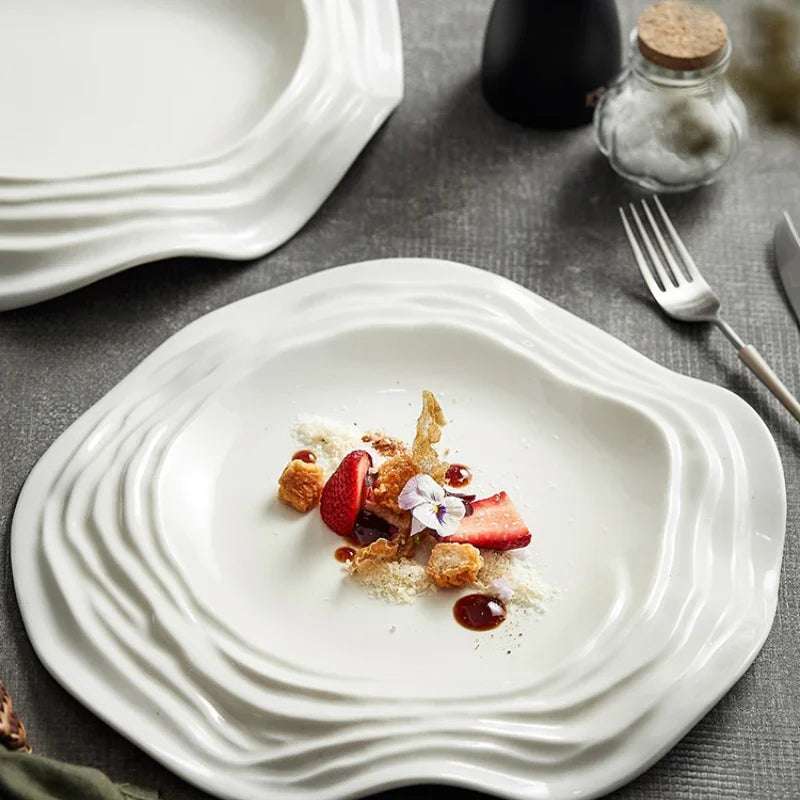 Special-shaped Ceramic Artistic Conception Dish Featured Hotel Western Food Steak Plate Pasta Plate Kitchen Fruit Salad Plate