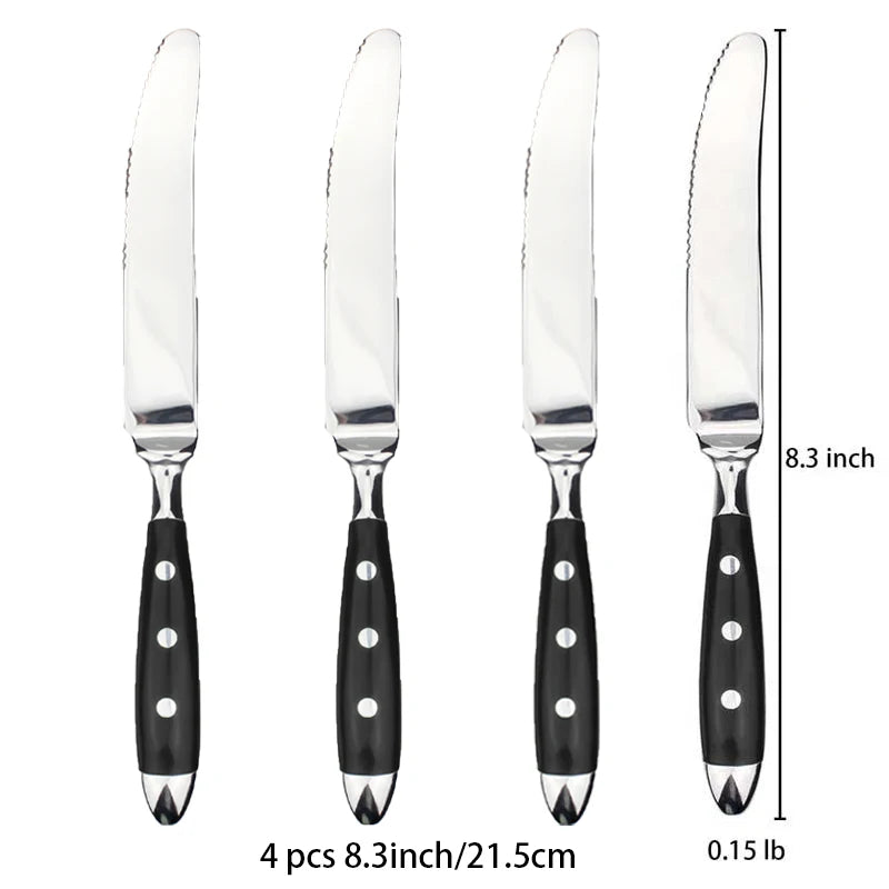 Classic Elegant Stainless Steel Cutlery Set Fork Spoon Knife Full  Dinning Fork Steak Knife Teaspoon Creative Dinnerware Set