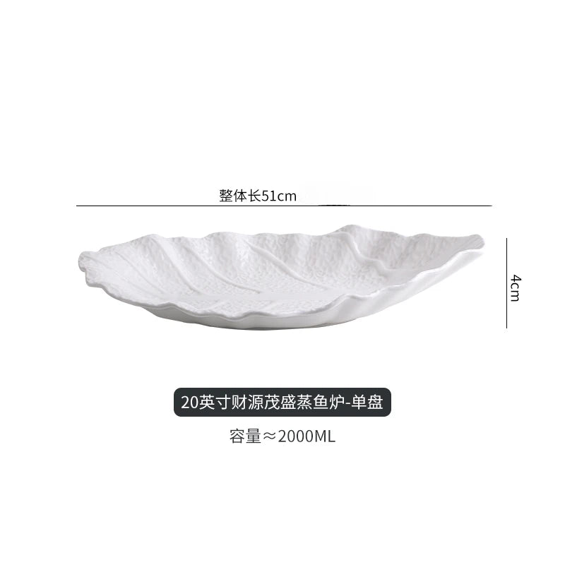 Large Irregular Fish Plate Household Cauldron Bowl Heating and Insulation Plate Ceramic Hotel Tableware Soup Plate