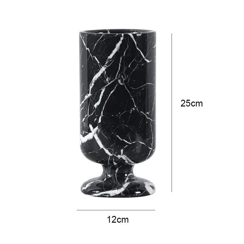 Noir Grand Antique Marble Vase for Living Room Kitchen Bedroom Bathroom Modern Flower Vase for Mantel Entryway Dining Table