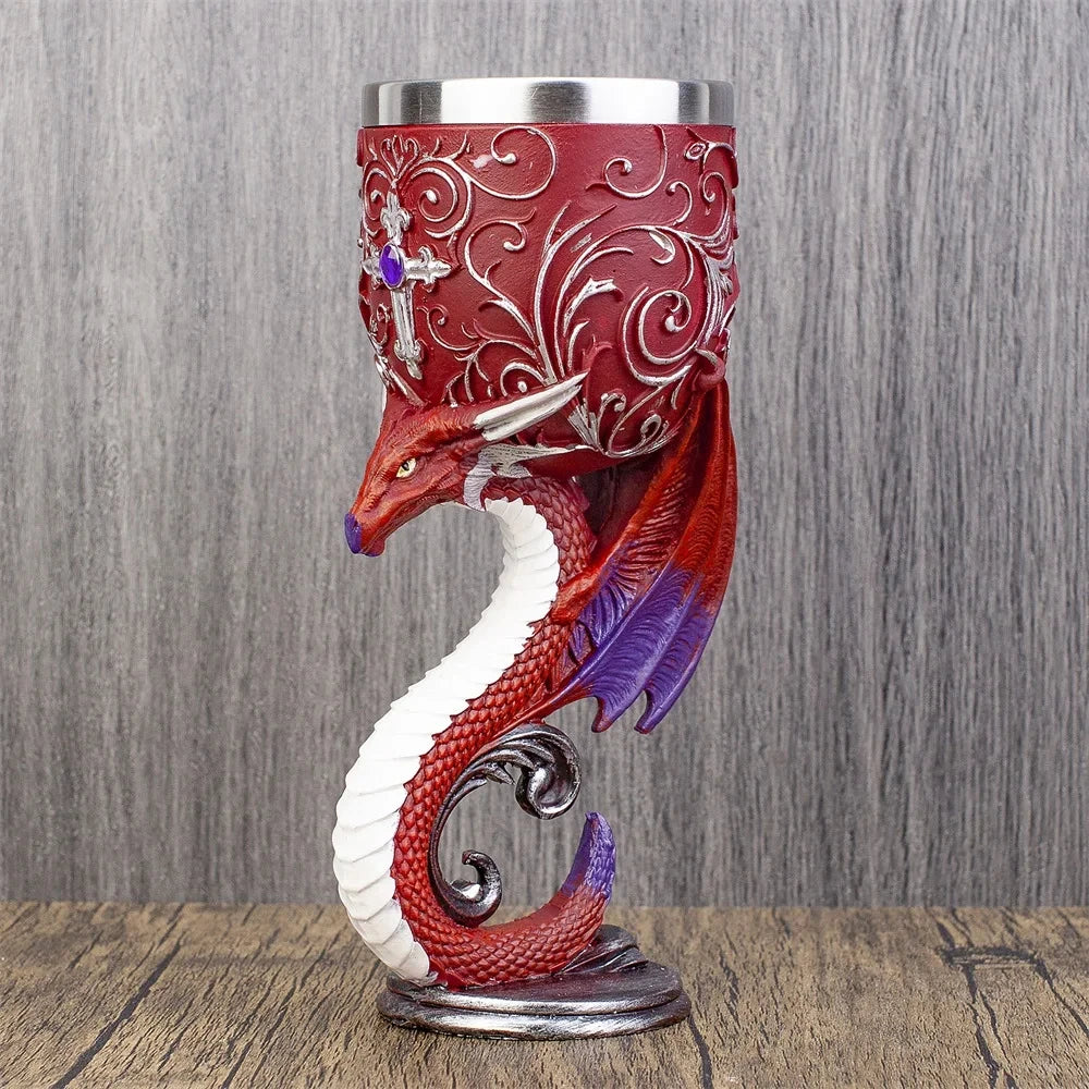 Dragon Wine Glass Unicorn Resin Stainless Steel Goblet Wolf Cocktail Glasses Cat Whiskey Cup Skull Pub Bar Drinkware Decoration