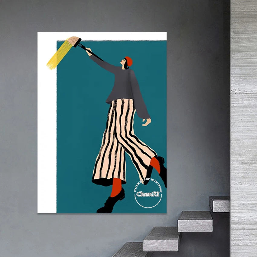 Bedroom Decorative Item Abstract Cartoon Figure Art Picture Hand-painted Sexy Lady Picture Oil Painting Hot Selling Wall Panel