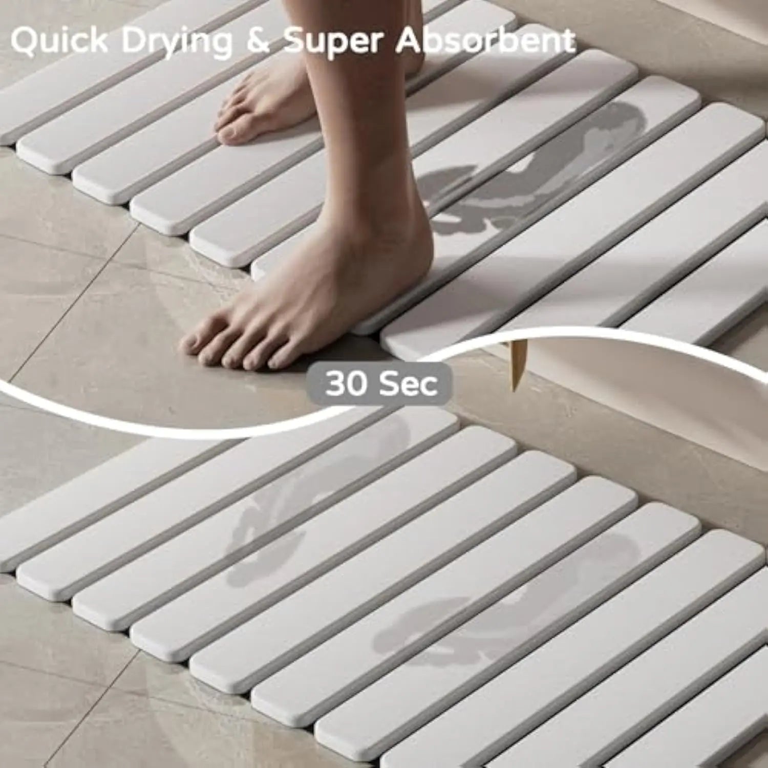 Quick Dry Stone Bathroom Mat Luxury Foldable Bathroom Rug Super Absorbent Bath Mats Non Slip Diatomaceous Earth Diatomite Mat