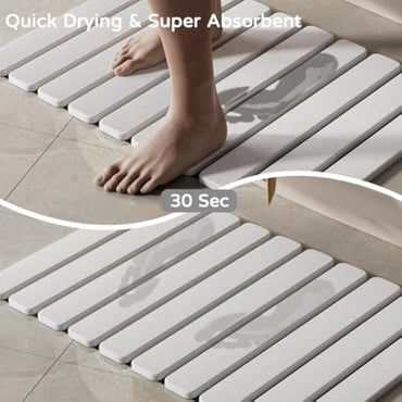 Quick Dry Stone Bathroom Mat Luxury Foldable Bathroom Rug Super Absorbent Bath Mats Non Slip Diatomaceous Earth Diatomite Mat