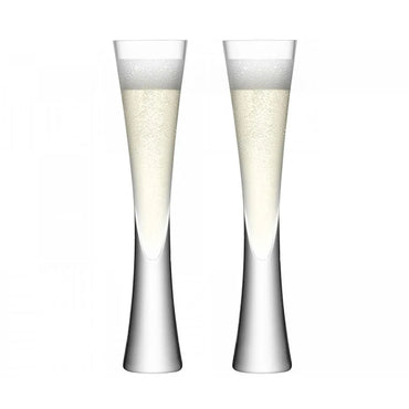 Hand Blown Champagne Flutes Glasses | Clear Crystal for Weddings & Parties | Housewarming Toasting Cups Gifts