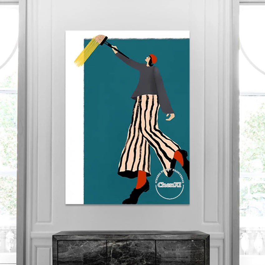 Bedroom Decorative Item Abstract Cartoon Figure Art Picture Hand-painted Sexy Lady Picture Oil Painting Hot Selling Wall Panel