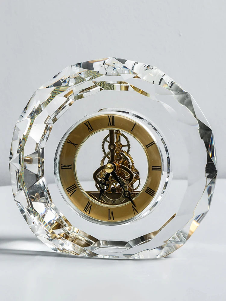 Modern Desk Clock Brief Silent Round Desk Clock Vintage Transparent Clocks Quartz Luxury Aesthetic Clocks Battery Home Decor