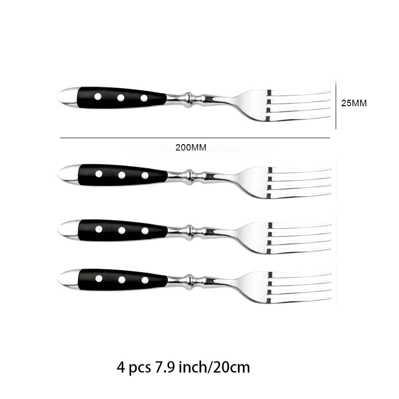 Classic Elegant Stainless Steel Cutlery Set Fork Spoon Knife Full  Dinning Fork Steak Knife Teaspoon Creative Dinnerware Set