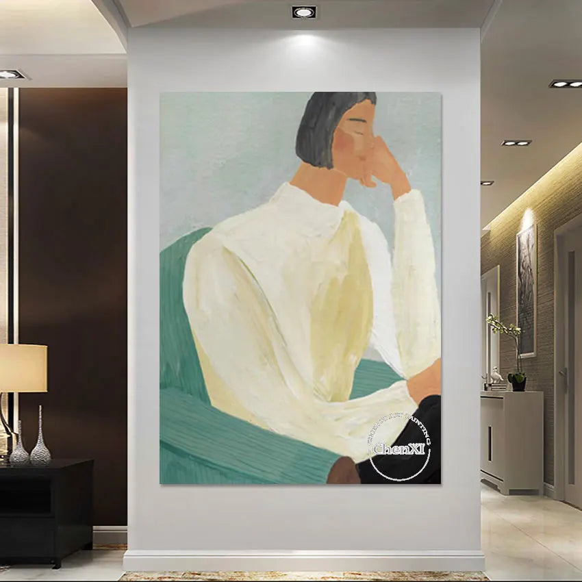 Hotel Room Decor Cartoon Figure Poster Art Hand-painted Abstract Wall Hangings Oil Painting Luxury Decorative Item Artwork