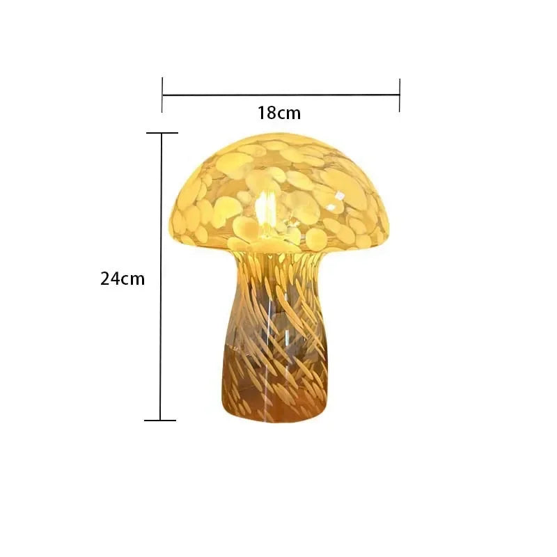 Retro Mushroom Glass Table Lamp Creative Decoration Atmosphere Night Light Minimalist Bedroom Bedside Lamp