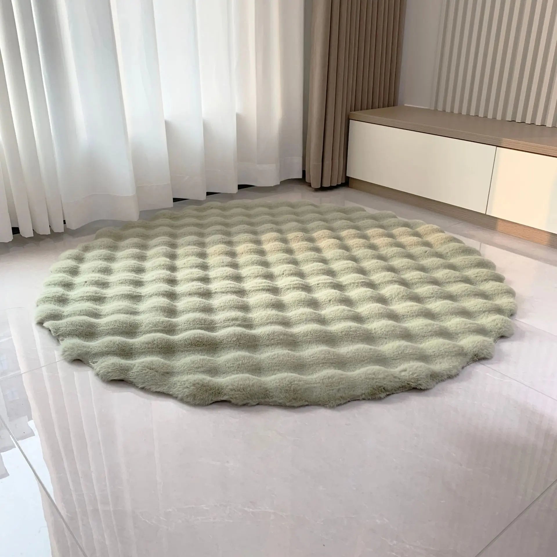 Rabbit Hair Bubble Velvet Carpet Round Soft Fluffy Plush Imitation Fur Rug Kids Bedroom Cushion Coffee Table Foot Mat Home Decor