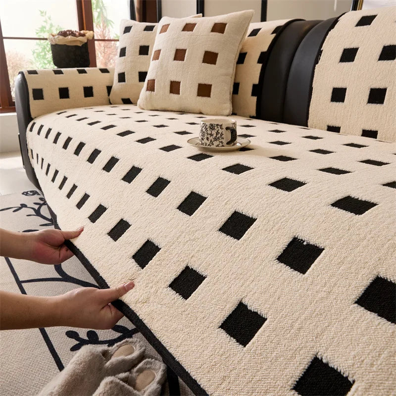EIFLOY-Winter Plush Sofa Cover 3 Seater, 4 Seat, Covers for Armchairs, Velvet Couch Slipcover, Non-slip, Furniture Protector