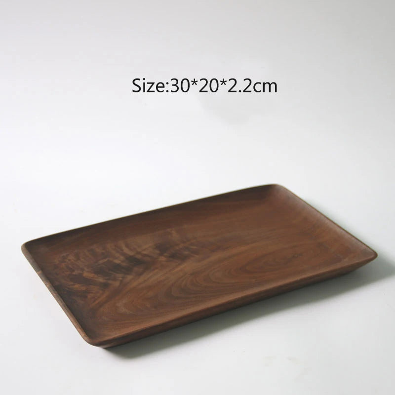 HeMu Black Walnut Whole Wood Rectangular Fruit Tray Living Room Tea Room Reception Snack Plate Restaurant Coffee Shop Service Tr