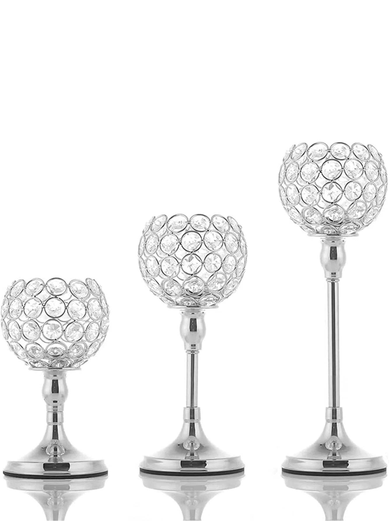 Crystal candlesticks for centerpieces, 3-size lamp candlesticks for Christmas, parties, holidays, and home decor