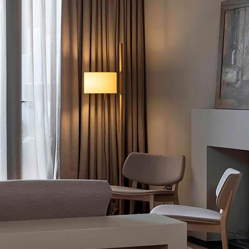 Nordic Wabi Sabi Solid Wood Fabric Shade Led Floor Lamp Living Room Bedroom Bedside Lamp Home Decor Sofa Corner Standing Light