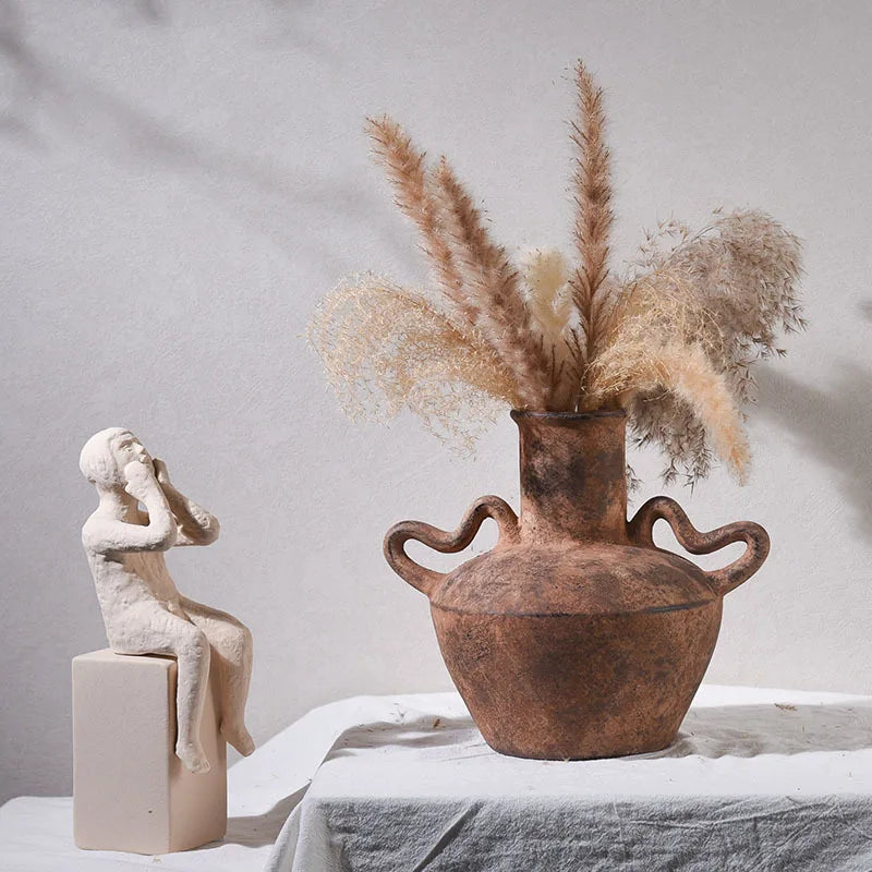Ceramic vases, vintage vintage rough pottery art flower arrangement vases, home ornaments, earthenware jars