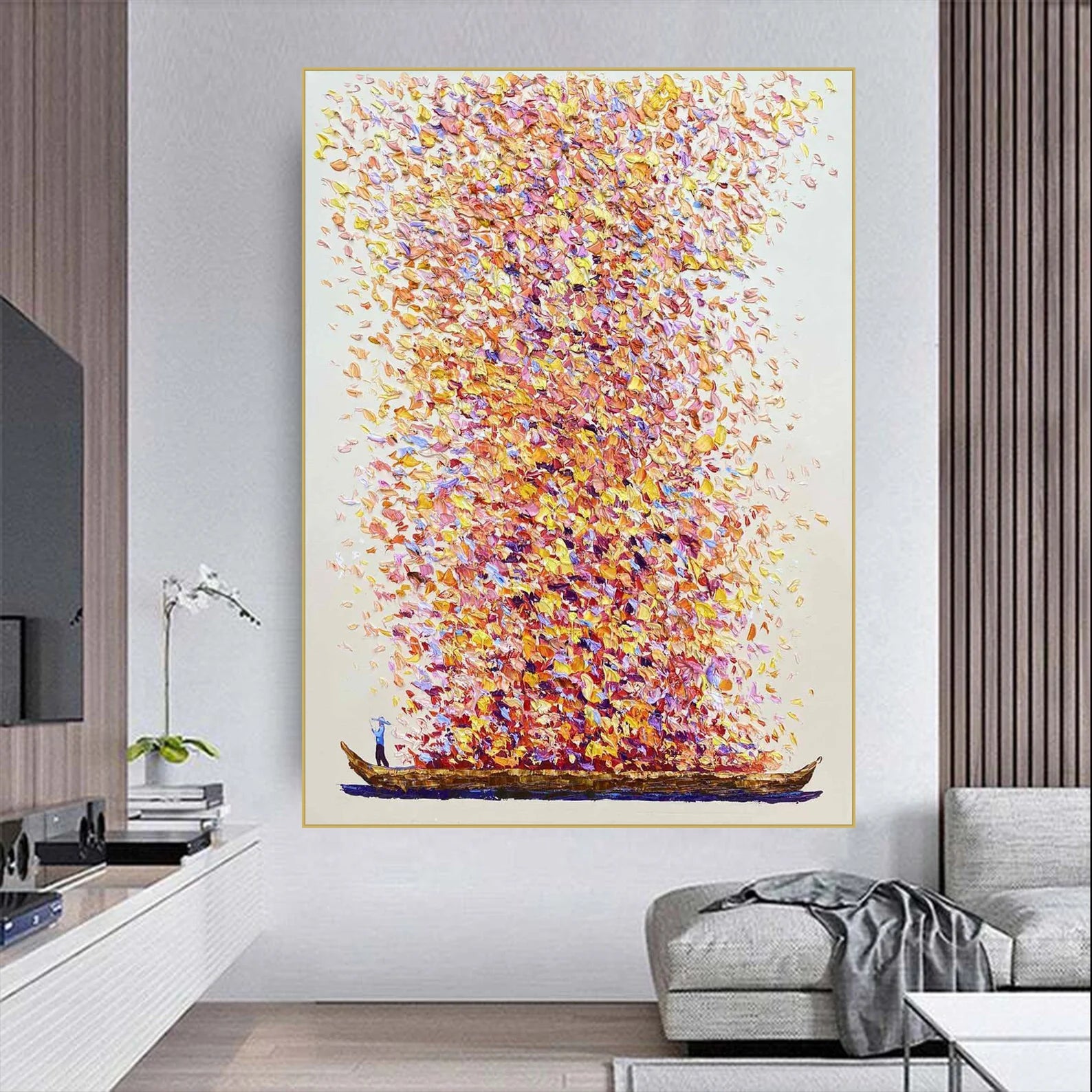 Thick Texture Fishing Landscape Picture Wall Art 100% Handmade Modern Abstract Oil Painting Canvas Art Home Decoration Unframed