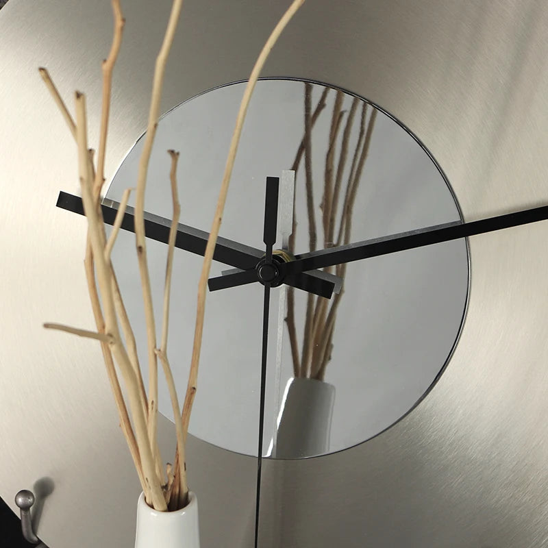 Creative metal wall clock silver CD clock mirror round living room  studio personality Nordic silent wall clock  horloge murale