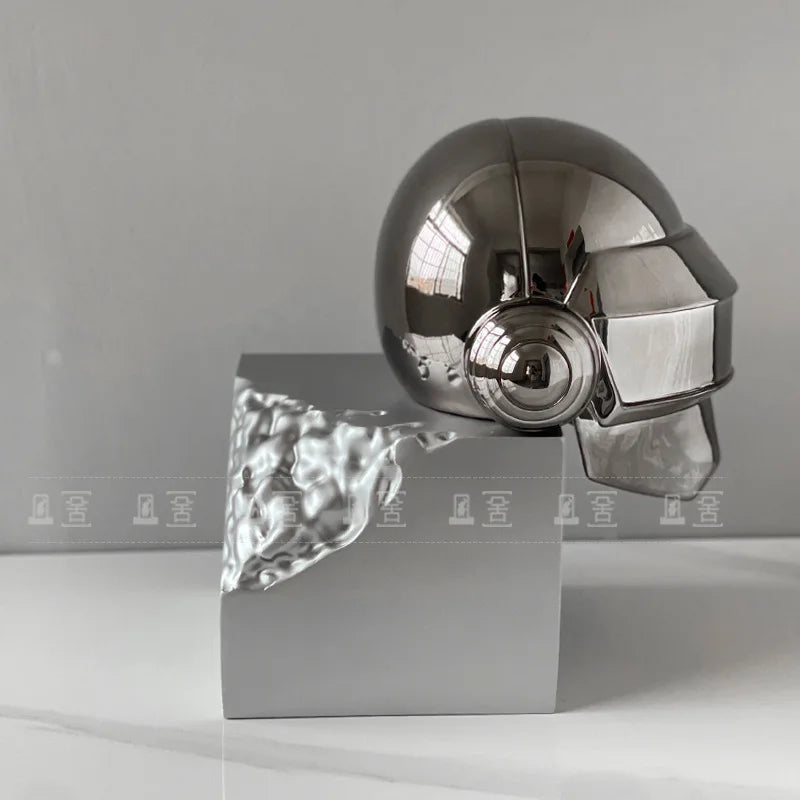 Helmet Electroplating Figurines Creative Art Aesthetic Luxury Ornaments Nordic Accessories Modern Sculptures Living Room
