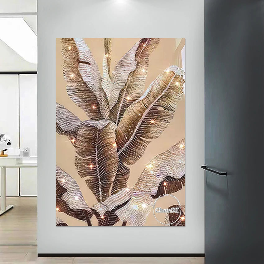 Abstract Leaf Art Wall Frameless Canvas Handmade Artwork 3d Plant Scenery Picture Modern Decorative Paintings Suitable For Rooms