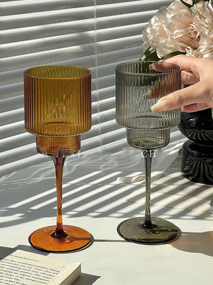 French Vintage Vertical Glass Goblet Creative Red Wine Glass Cup Champagne Glass Home Juice Glass Dessert Wine Glass Grape Wine