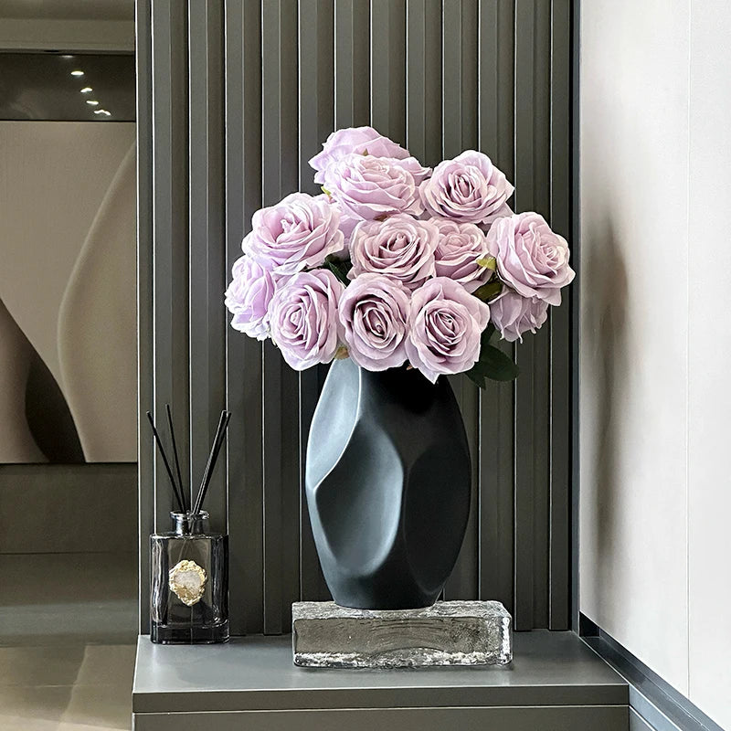 Wabi-sabi style retro ceramic vase decoration, living room ornaments, entrance hall TV cabinet, flower arrangement, hydroponic