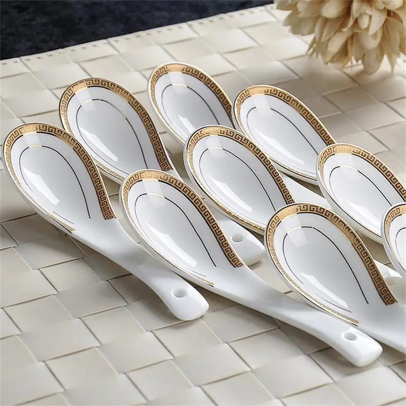 6-piece set, bone china, creative design chinese rice scoop spoon set, korean ice cream ladle, japanese soup spoon, cute spoons
