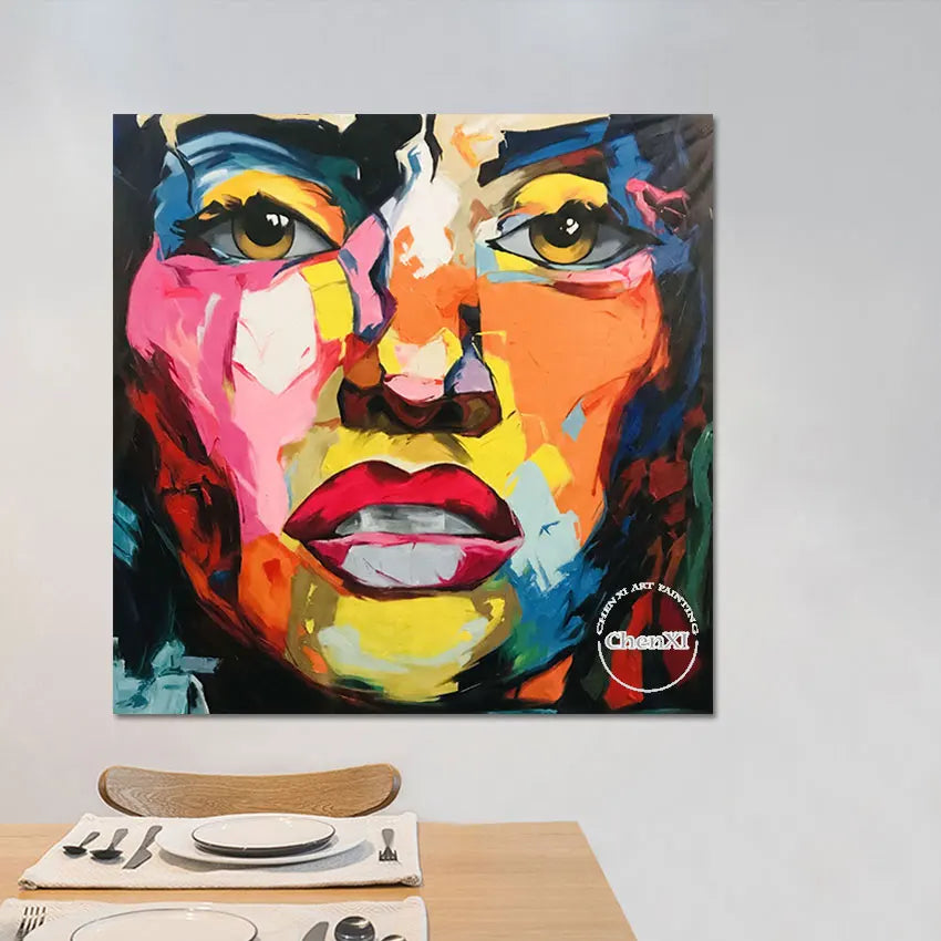Bedroom Decor Large Lady Face Portrait Poster Art Oil Painting On Canvas Pure Hand-painted Palette Knife Acrylic Luxury Artwork