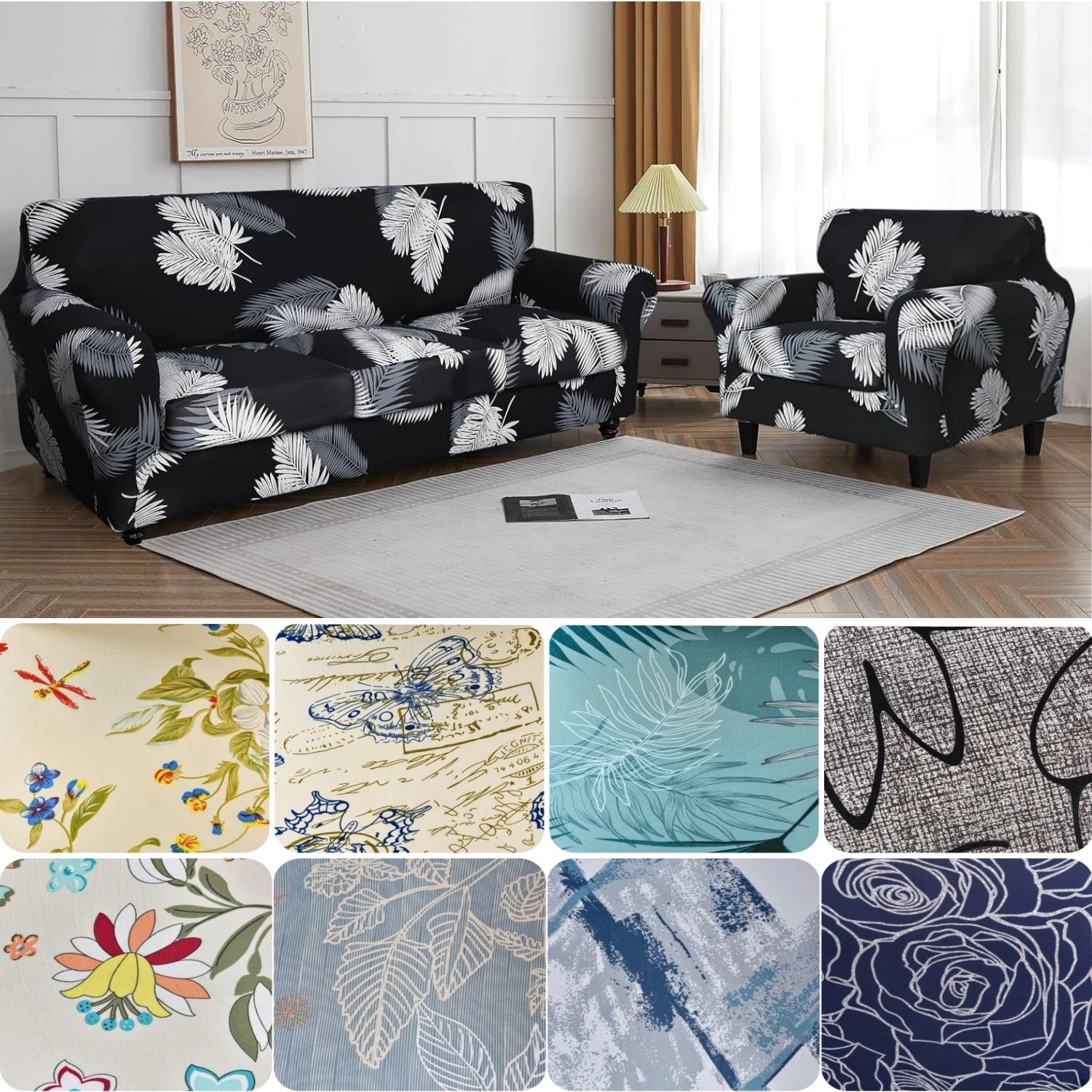 Stretch Couch Slip covers Separate Cushion Sofa Cover 1/2/3 Seater Washable Printed Sofa Furniture Cover For Living Room