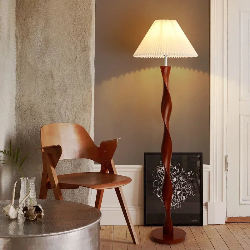 Chinese Floor Lamp, Nordic Style, Classical Style, Living Room, Bedroom, Study, Bedside, Walnut Color, Luxury Solid Wood Lamp