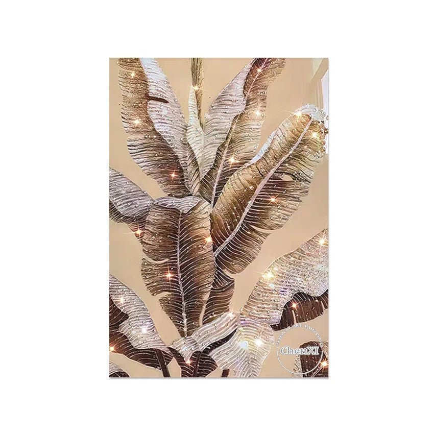 Abstract Leaf Art Wall Frameless Canvas Handmade Artwork 3d Plant Scenery Picture Modern Decorative Paintings Suitable For Rooms