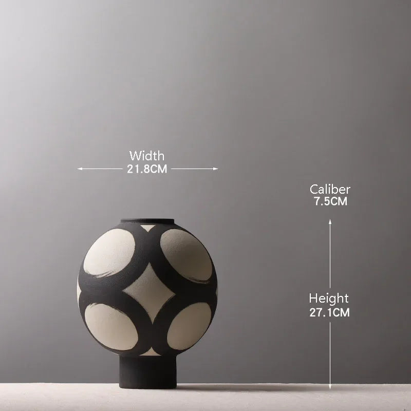 Hand Painted Ceramic Vase Living Room Tabletop Flower Ware Decoration Frosted Arrangement Home