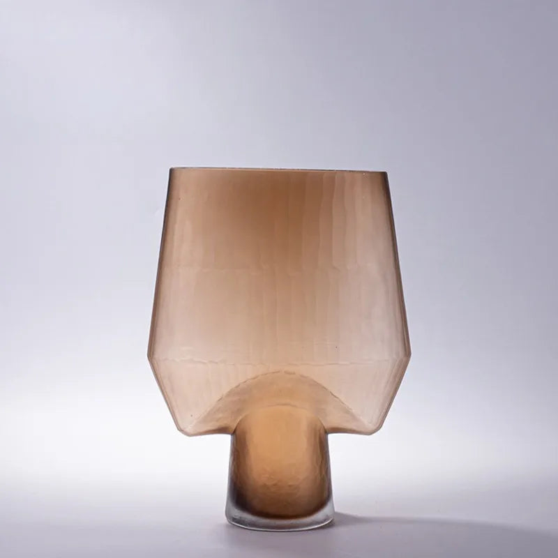 European Style Frosted Multi-edge Design Transparent Glass Vase Creative Hydroponic Flowers Living Room Decoration Ornaments