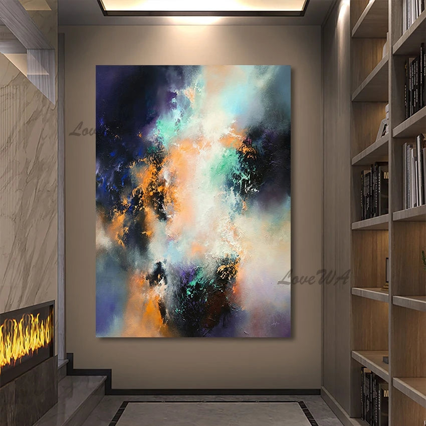 Modern Acrylic Decor Idea Design Textured Art Hand Drawing, Canvas Artwork, Abstract Bedroom Wall Picture, Large Size Paintings