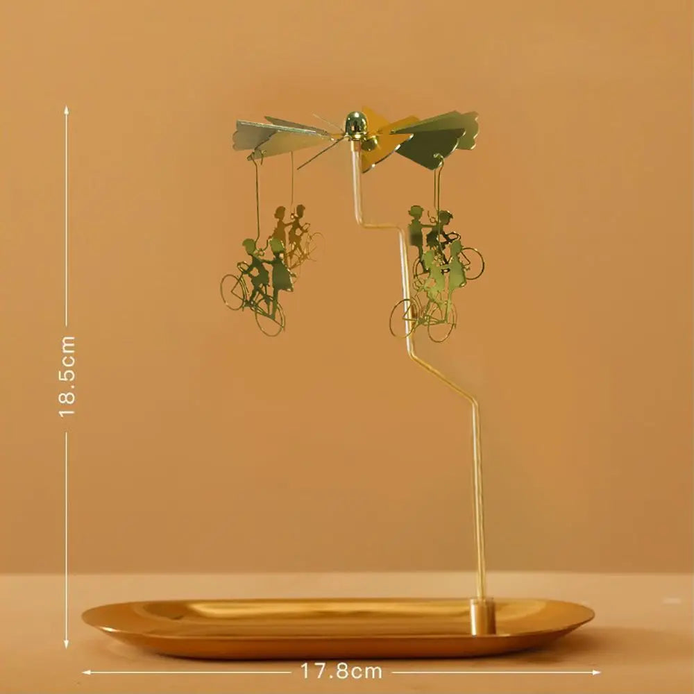 Romantic Gold Color Rotating Candle Holder Metal Tealight Candlestick Holder Wedding Party Home Decoration