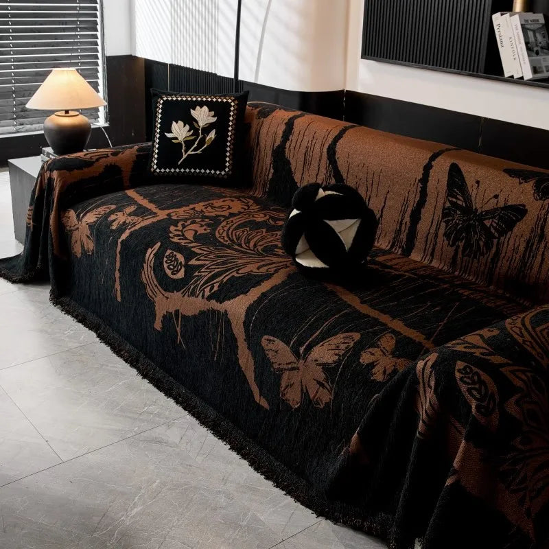 Butterfly Camping Picnic Sofa Cover 2025 All-season Leopard Chenille Sofa Covers Throw Blanket Camping Mats housses de canapé